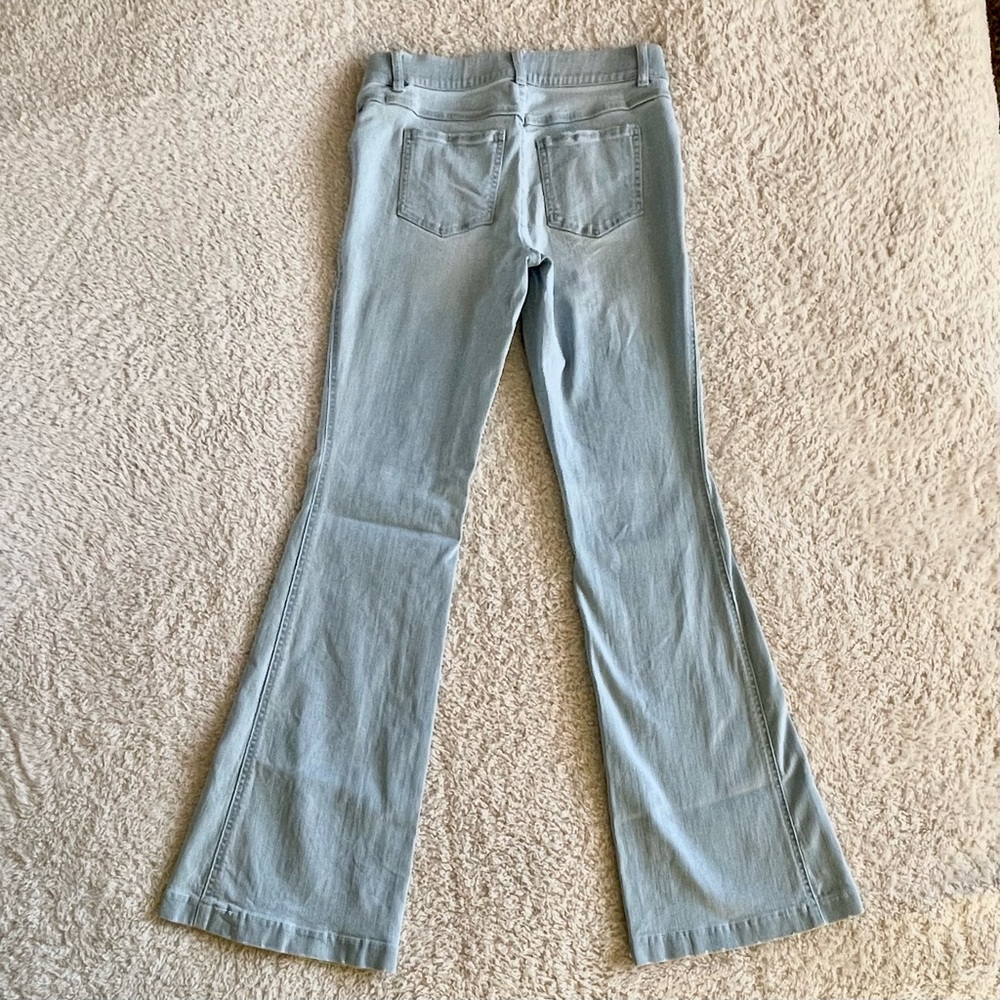 SPANX Light Blue Cotton Blend Stretch Flat Front Flare Leg Denim Jeans Medium - Picture 7 of 13